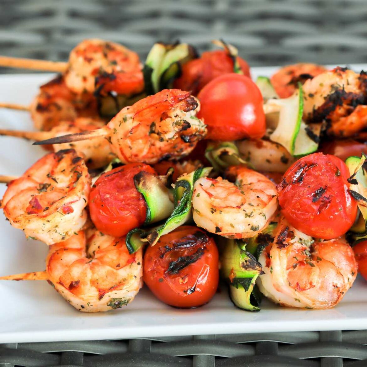 Barbecued Shrimp Skewers perfectly grilled.